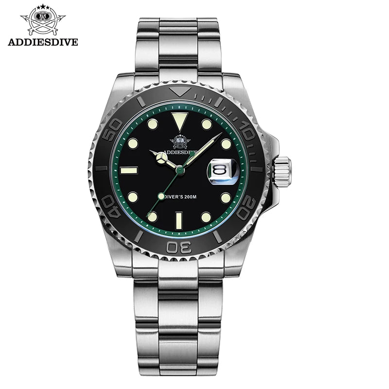ADDIESDIVE 41mm Japan2115 Men's Quartz Watch 200m Waterproof Wristwatch BGW9 Luminous Ceramic Bezel 316 Steel Man Luxury Watches