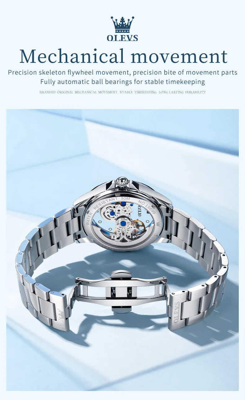 OLEVS 6699 Fully Hollow Women Mechanical Watch Luxury Flywheel Diamond bezel Brand Top Watch Women Automatic Watch Reloj Mujer