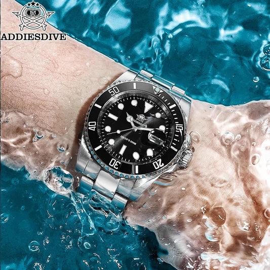 ADDIESDIVE MY-H3-2QZ Quartz Diver Watch 200M Waterproof Miyota Movement Ceramic Bezel BGW9 Luminous Stainless Steel Sports Watch