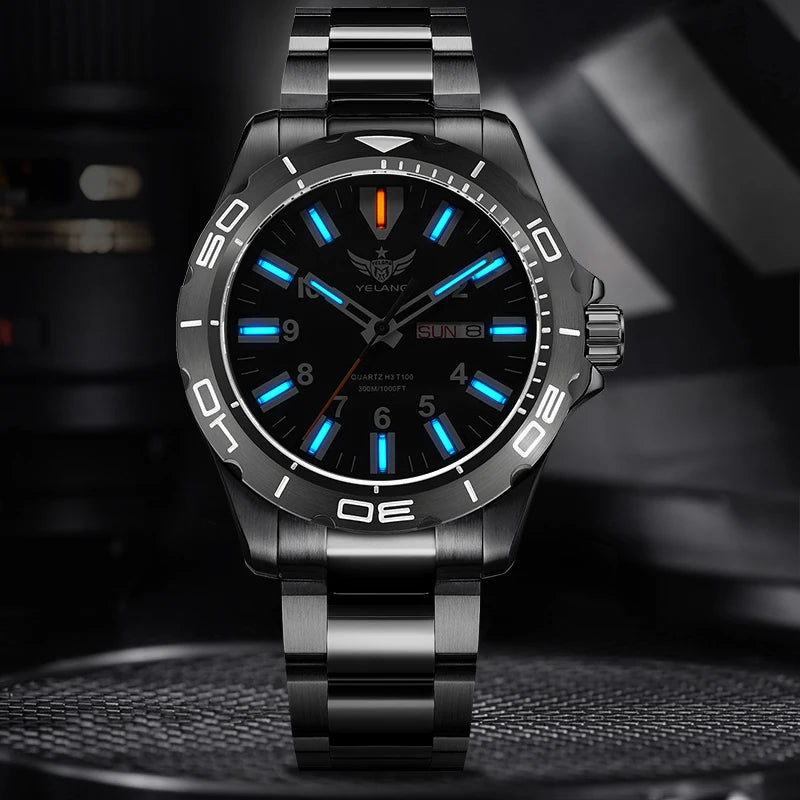 Yelang's New Design 42mm 10 Year Ultra Long Range Men's Quartz Watch 30ATM Professional Waterproof Swiss Eternal Gas Glow
