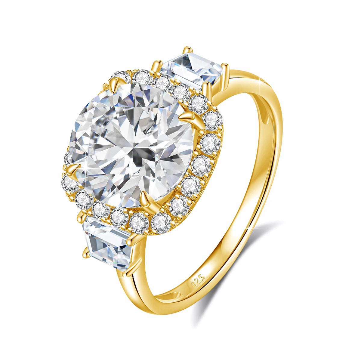 Luxury Round Cut 3.5CT Moissanite Ring for Women D VVS1 Synthetic Diamond Real S925 Silver Engagement Wedding Jewelry Pass Test