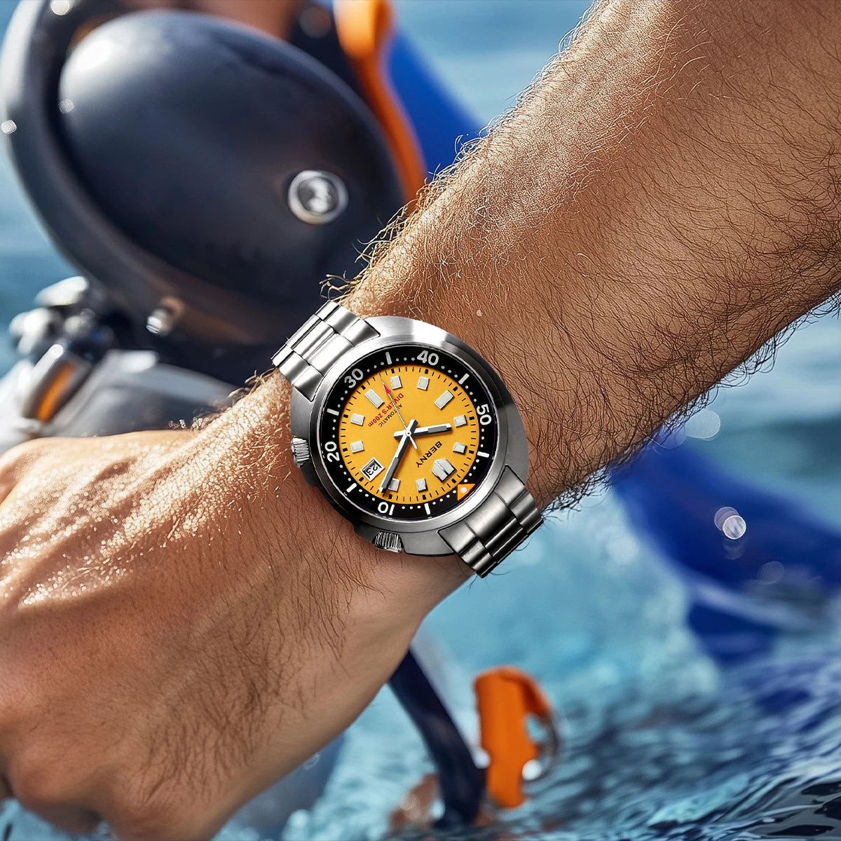 BERNY Automatic Compressor Diver Watch for Men Super Luminous Miyota 8215 Sapphire Swim Sport 20ATM Mechanical Men's Dive Watch