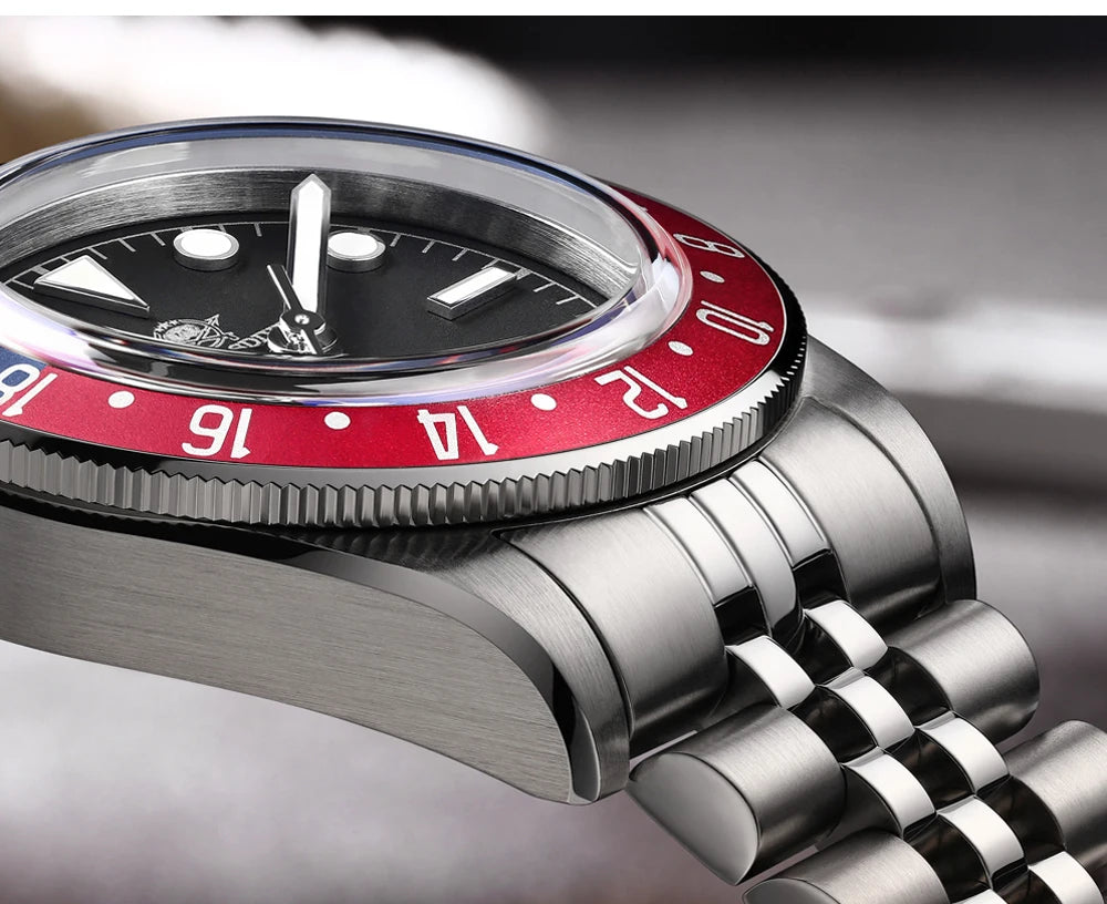 ADDIESDIVE Luxury GMT515-24H Men's Watch Diver 200m Bubble Mirror Glass BGW9 Super Luminous Stainless Steel Men's Analog Watches