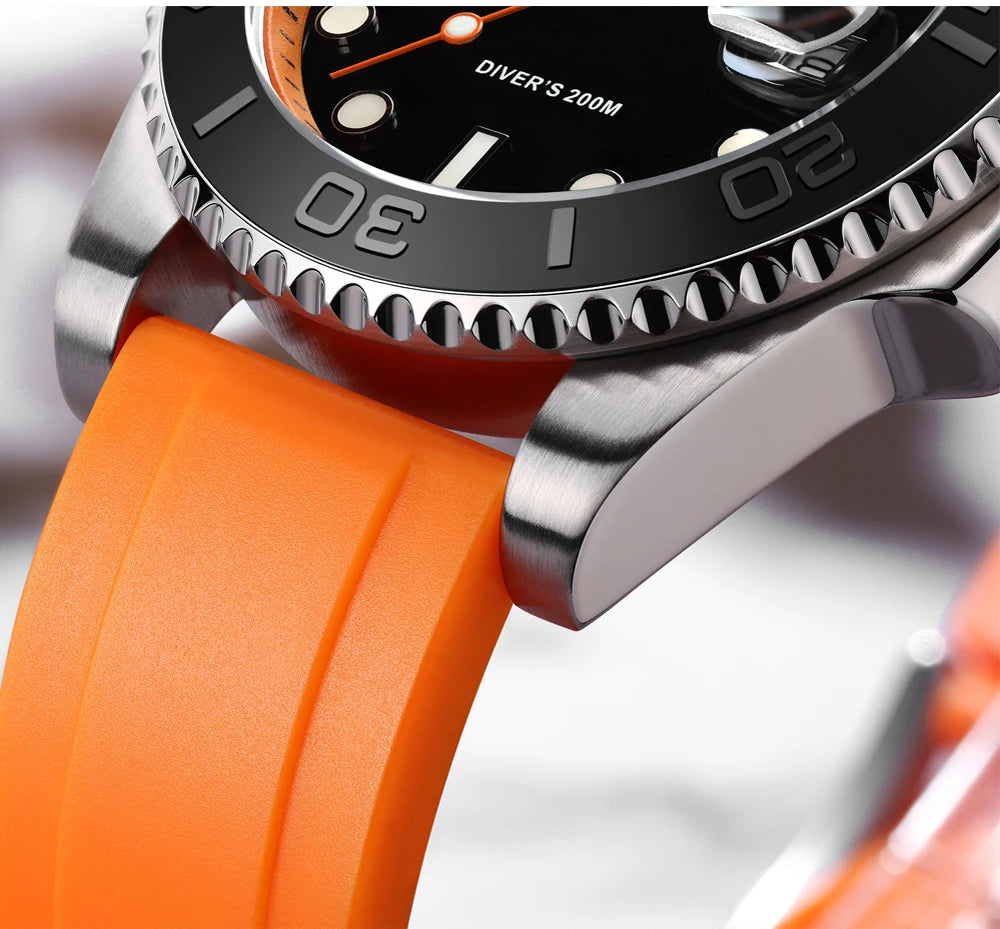 ADDIESDIVE Rotatable Bezel Watch For Men 41mm Quartz Watch Stainless Seel BGW9 Luminous Rubber Strap 200m Diving Men's Watch New