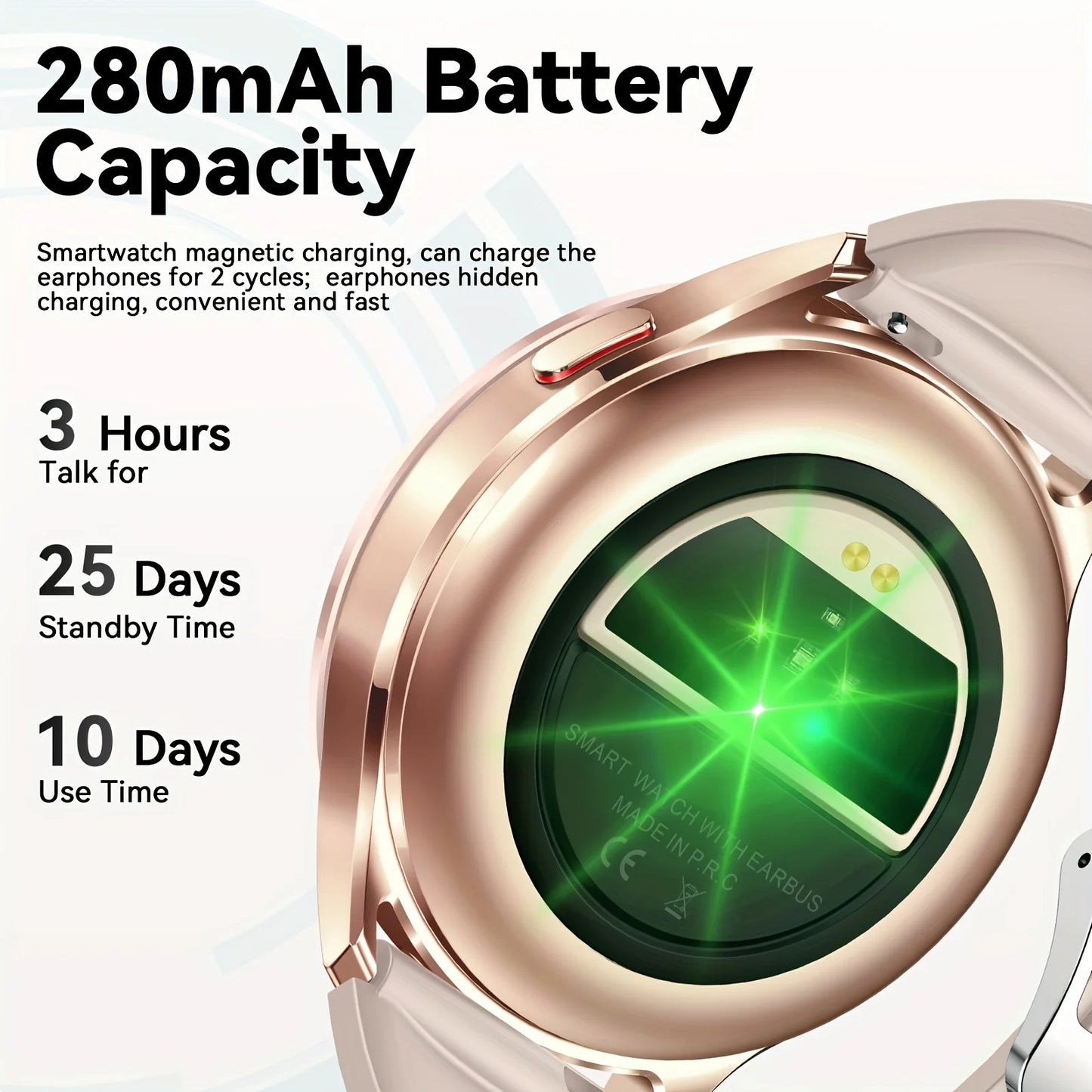 2025 New TWS Smartwatch Earphone 2 In 1 Women Watches with Earbuds Strong Sound Effects Music Lover Waterproof Ladies Smartwatch