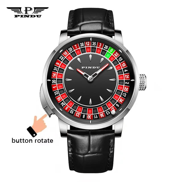 Mechanical Watches Pro Men's PINDU Watch NH35A Movement Sapphire Glass Waterproof Button Design Wristwatch Russian Roulette