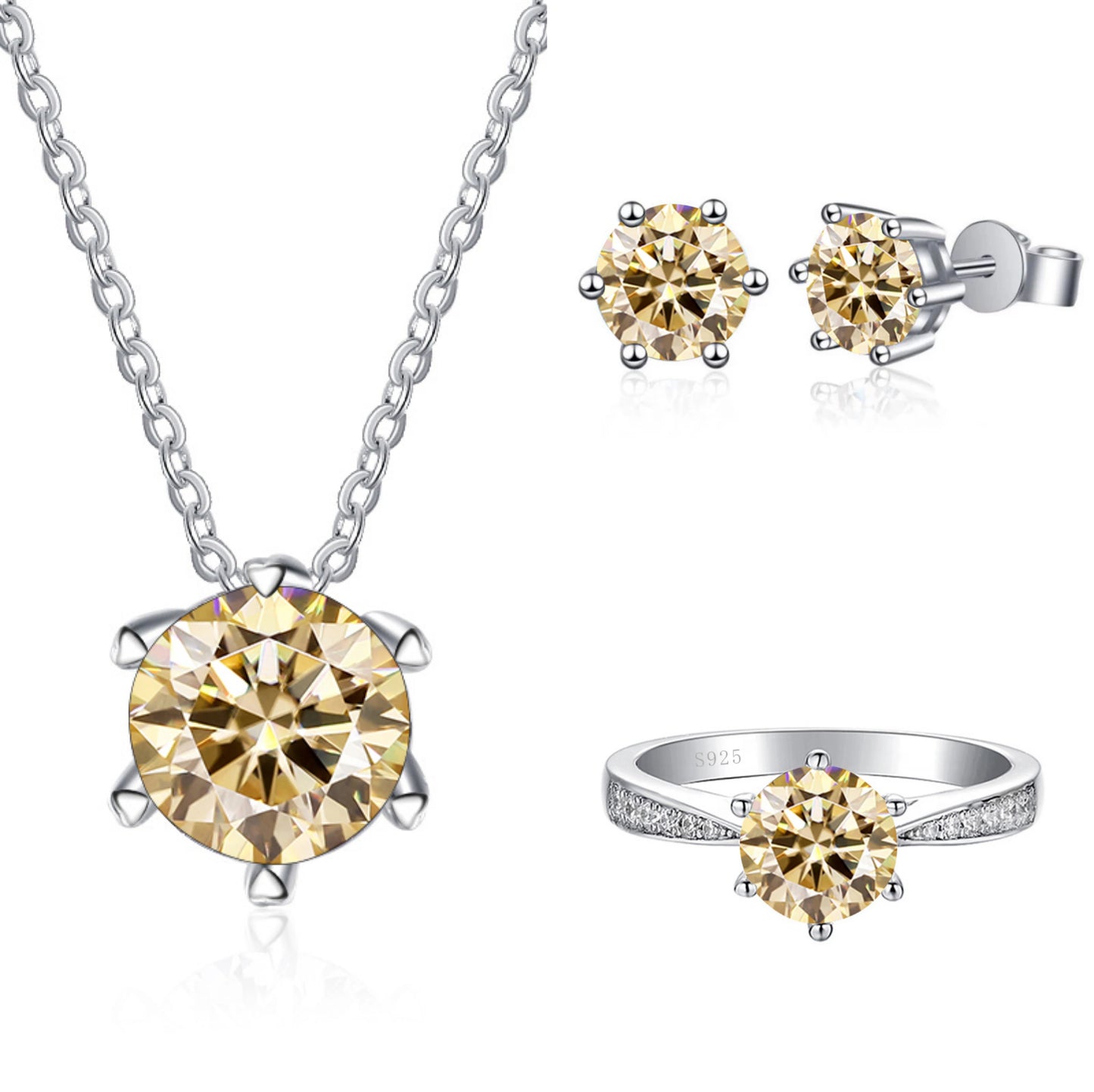 Earrings JoyceJelly Moissanite Jewelry Set With 1CT D Color VVS 3EX moissanite stone pass diamond test Wedding Luxury Fine Jewelry gift