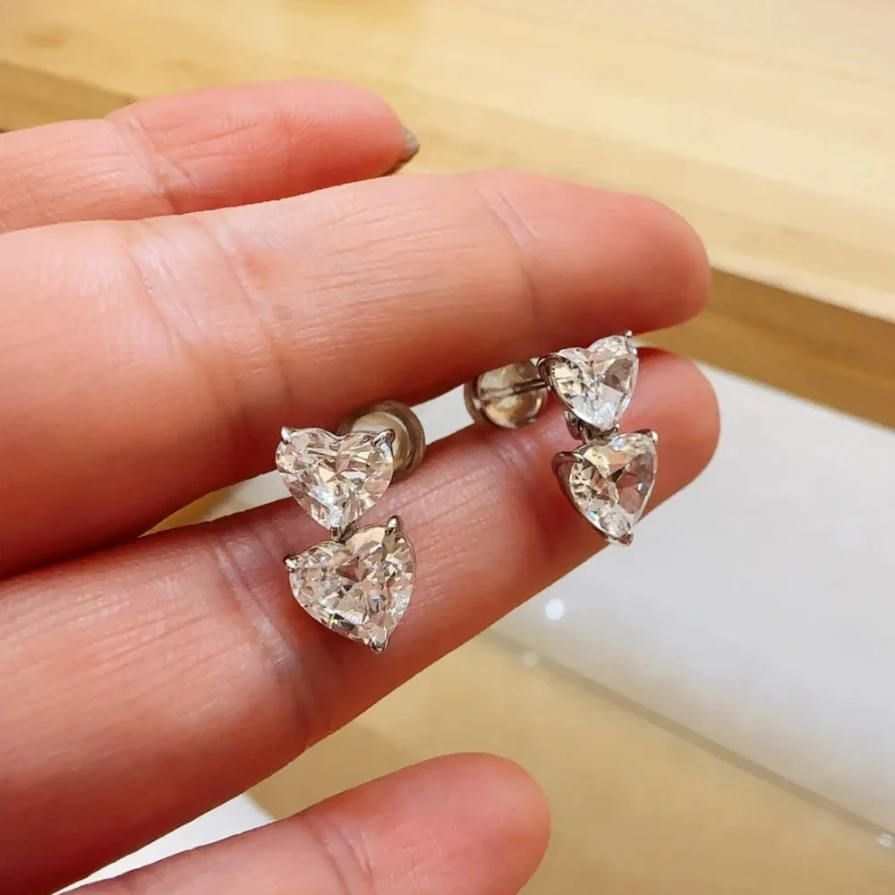 GRA Certified Heart Cut Moissanite Drop Earrings for Women 3/6cttw Luxury Quality Lab Diamond S925 Sterling Silver Bride Jewelry
