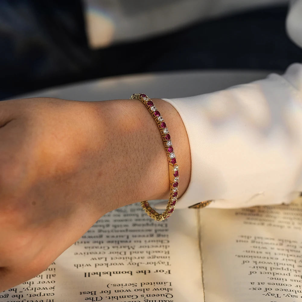 ORSA JEWELS Exquisite 3mm Sapphire Blue Sparkling Tennis Bracelet S925 Sterling Silver Cubic Zirconia Fashion CZ Bracelet SB137