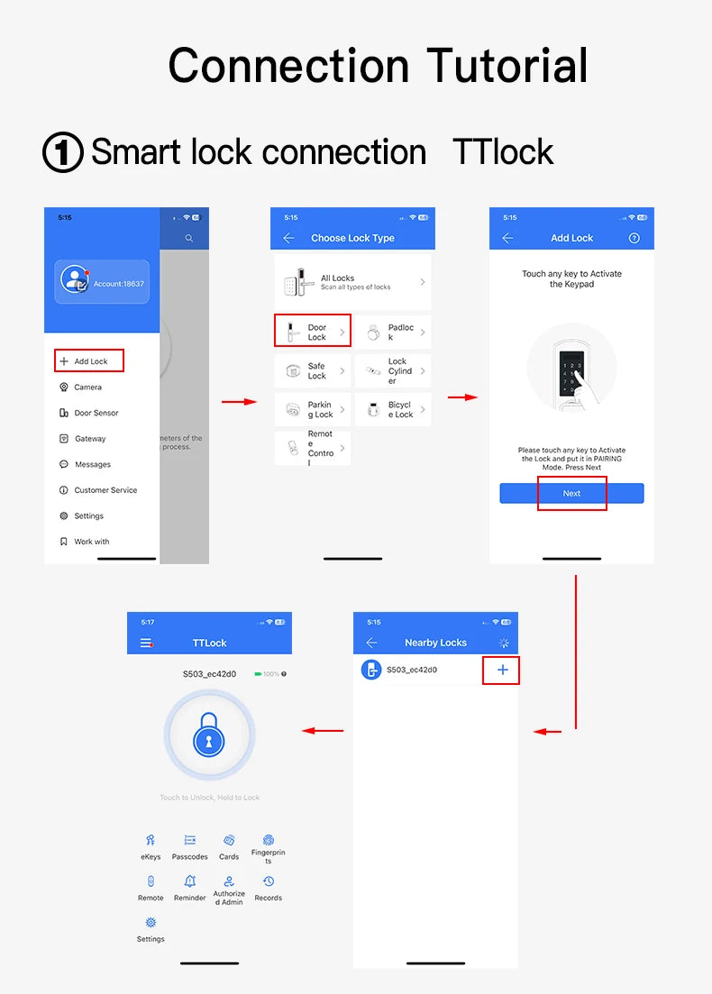 2025 Smart Door Lock With Bluetooth-compatible TTLock APP Digital Electronic Lock Smart Home Wooden Door Lock Fingerprint