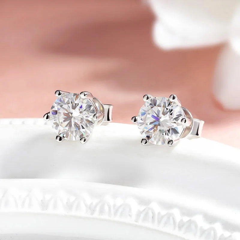 Smyoue 0.1-3CT Certified Moissanite Stud Earring for Women Classic Sparkling Lab Diamond Sterling Silver 925 Jewelry 6-Claws