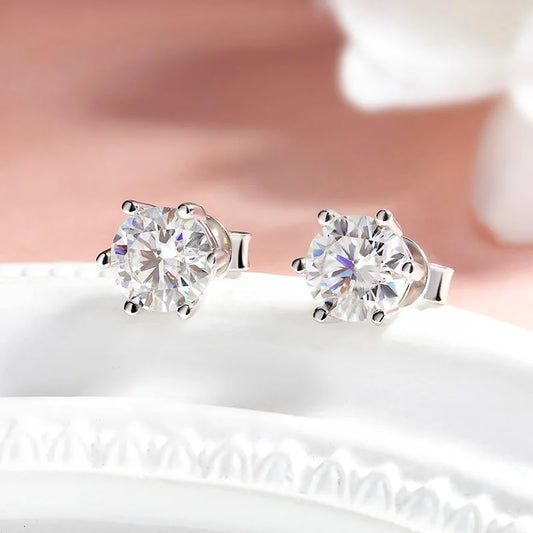 Smyoue 0.1-3CT Certified Moissanite Stud Earring for Women Classic Sparkling Lab Diamond Sterling Silver 925 Jewelry 6-Claws