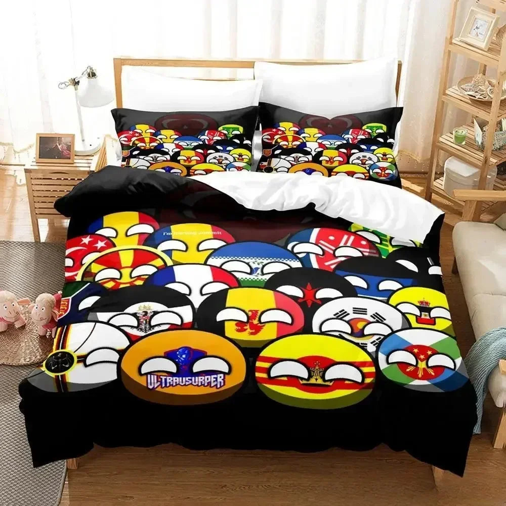 2024 New Countryball Polandballs Bedding Set Single Twin Full Queen King Size Bed Set Adult Kid Bedroom Duvet cover Sets Cartoon