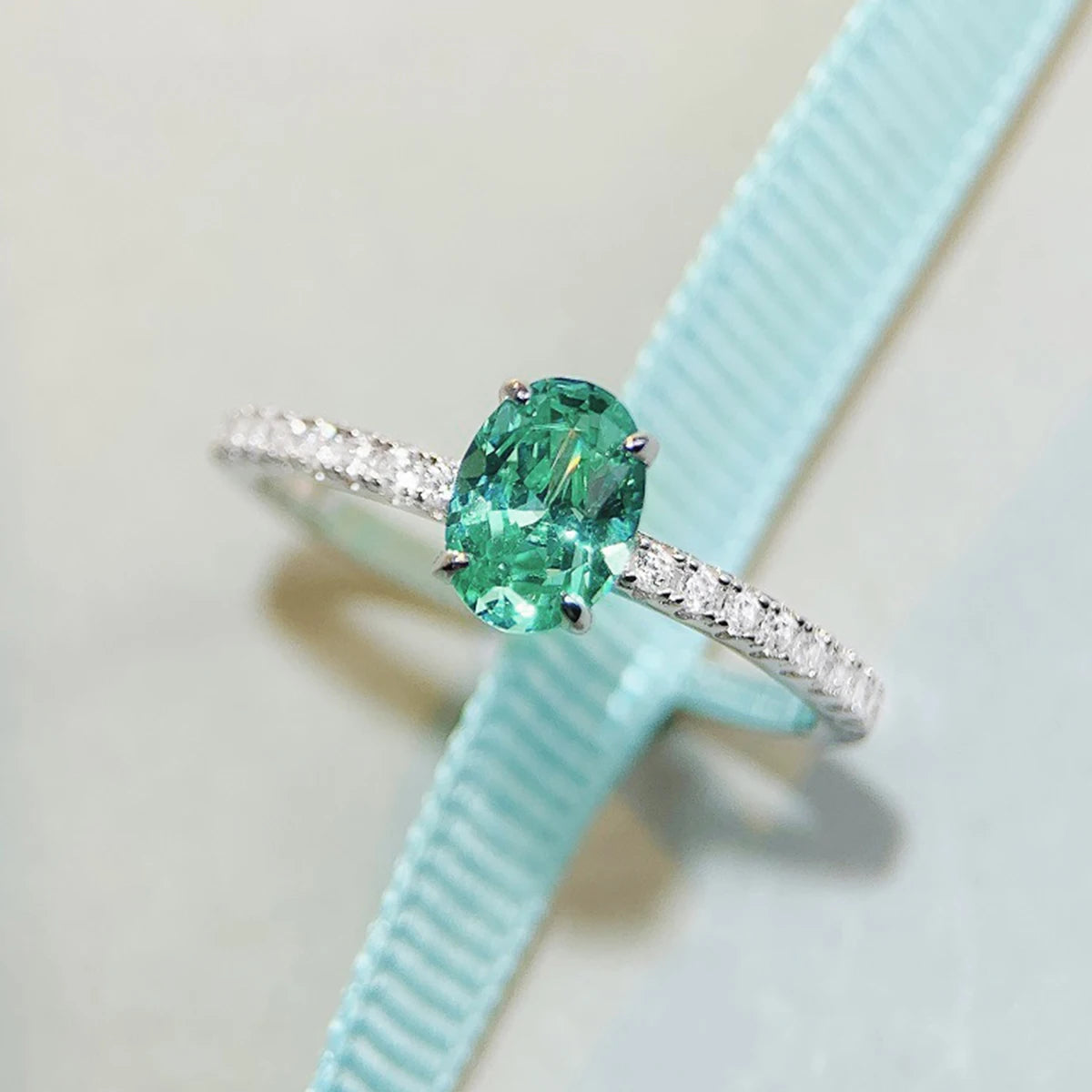 Genuine S925 Sterling Silver Ring 1CT Oval High Carbon Zirconia With CZ Tri-Color Jewelry Wedding Engagement Anniversary Gift