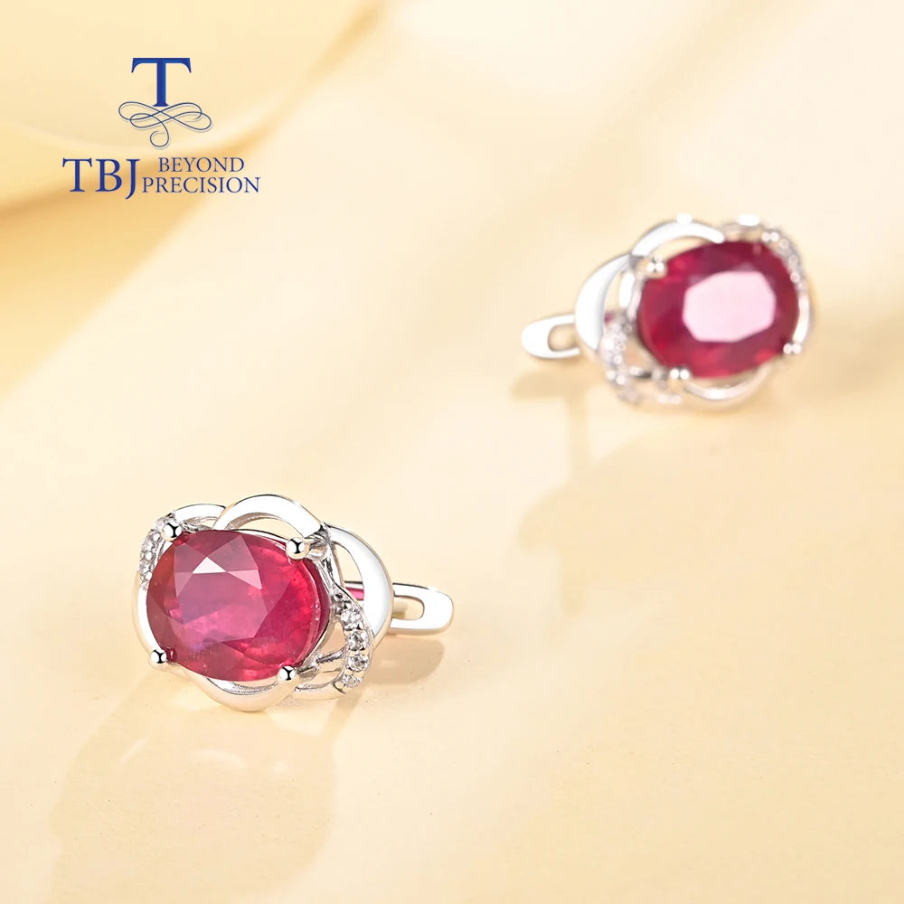 925 Sterling silver light luxury fashion natural filled ruby earrings for women's engagement anniversary gift