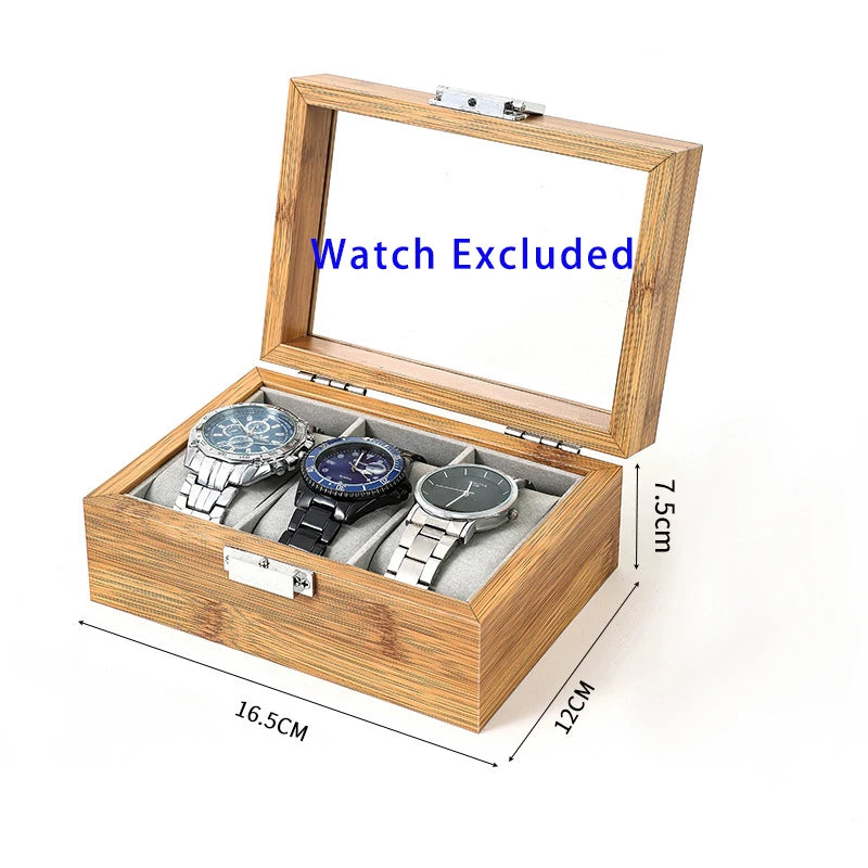 3,6,10 12 Slots Bammboo Wooden Watch Collection Box Case Wrist Watch Storage Case for Women & Men