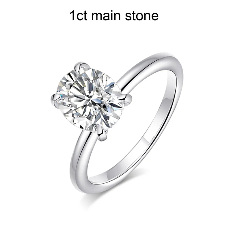 Smyoue 18k Plated 2/3ct Moissanite Diamond Ring for Women Oval Fancy Cut Bridal Sets Solitaire Wedding Promise Band 925 Silver