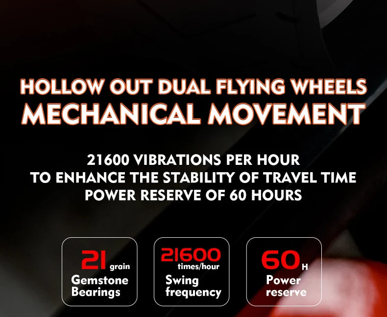 HANBORO fully automatic mechanical men's watch hollowed out wristwatch trend waterproof luminous watch