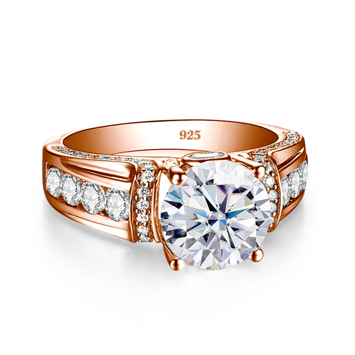 Szjinao 2ct Round Cut Moissanite Rose gold Ring For Women With Ceritificate Wedding Jewelry Delicate Gift Positive Authentic Hot