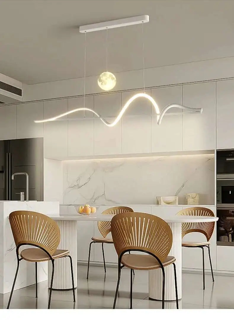 Modern Led Pendant Lights Chandelier For Dining Table Living Room Counter Bar Interior Moon Hanging Lamp Decor Chandelier Lamp