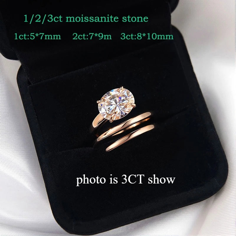 Smyoue 1CT-3CT Certified 14K Plated Moissanite Solitaire Ring Women Wedding Lab Diamond Band Pure 925 Silver 100% Shani Abergel