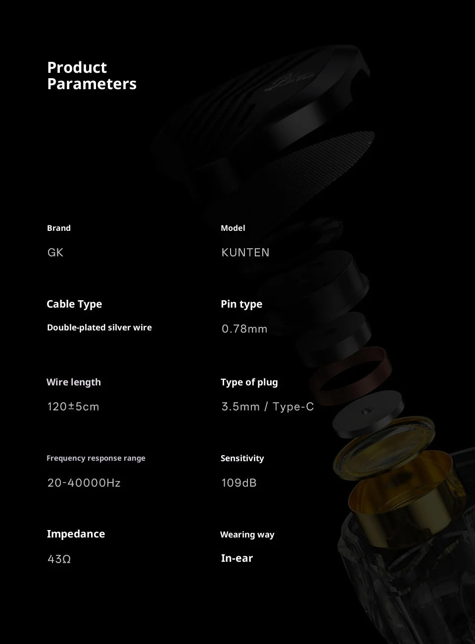 Kz Gk Kunten Dynamic Drive Headphones Hifi 2pin Heavy Bass Earbuds Metal Headphones Detachable Sports Gamer Headphones Custom