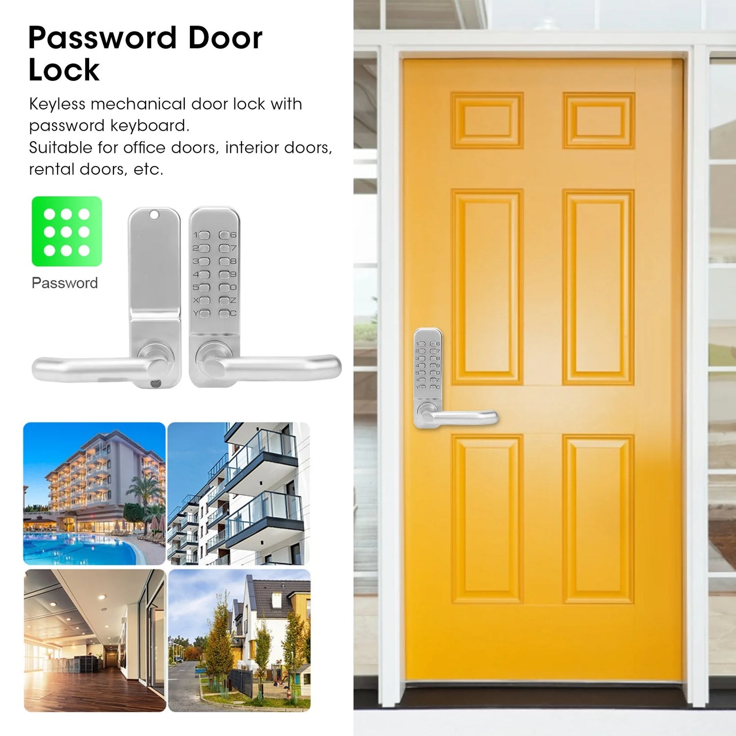 Smart Mechanical Digital Password Entry Non‑Power High Security Anti-Theft Safety Door Lock Durable for Home Office Access