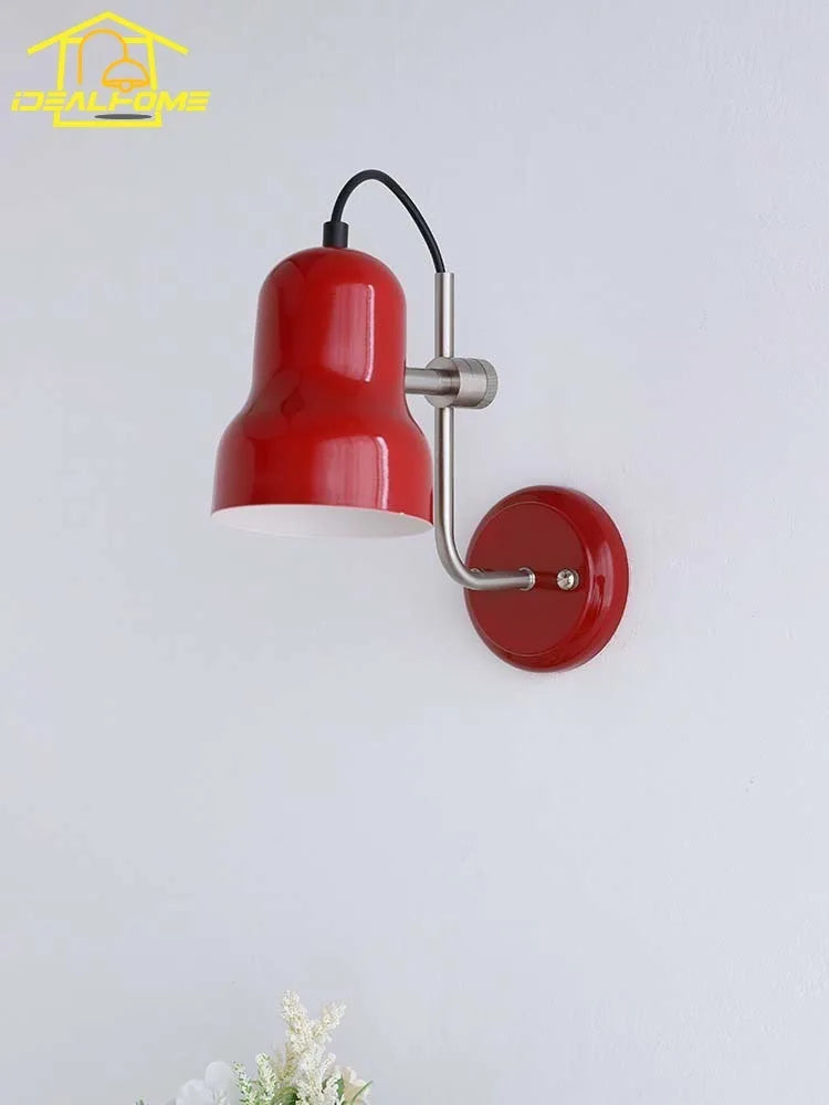 Bauhaus Vintge Medieval Red/Orange Wall Lamp LED E27 Iron Art Atmosphere Adjustable Wall Mounted Bedroom Bedside Study Reading