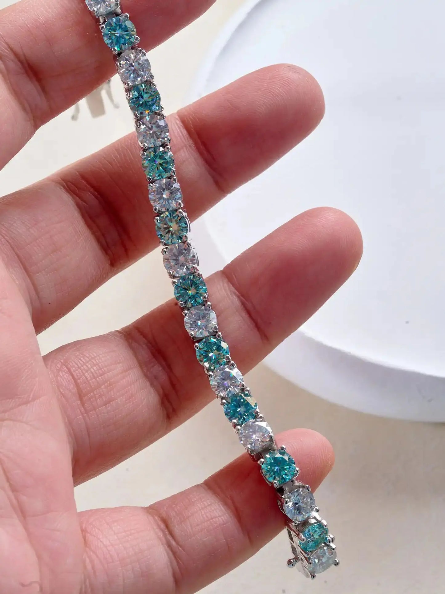 5mm Original Blue and white Moissanite Tennis Bracelets for Women Men Lab Diamond with GRA Wedding Jewelry 925 Sliver Bracelet