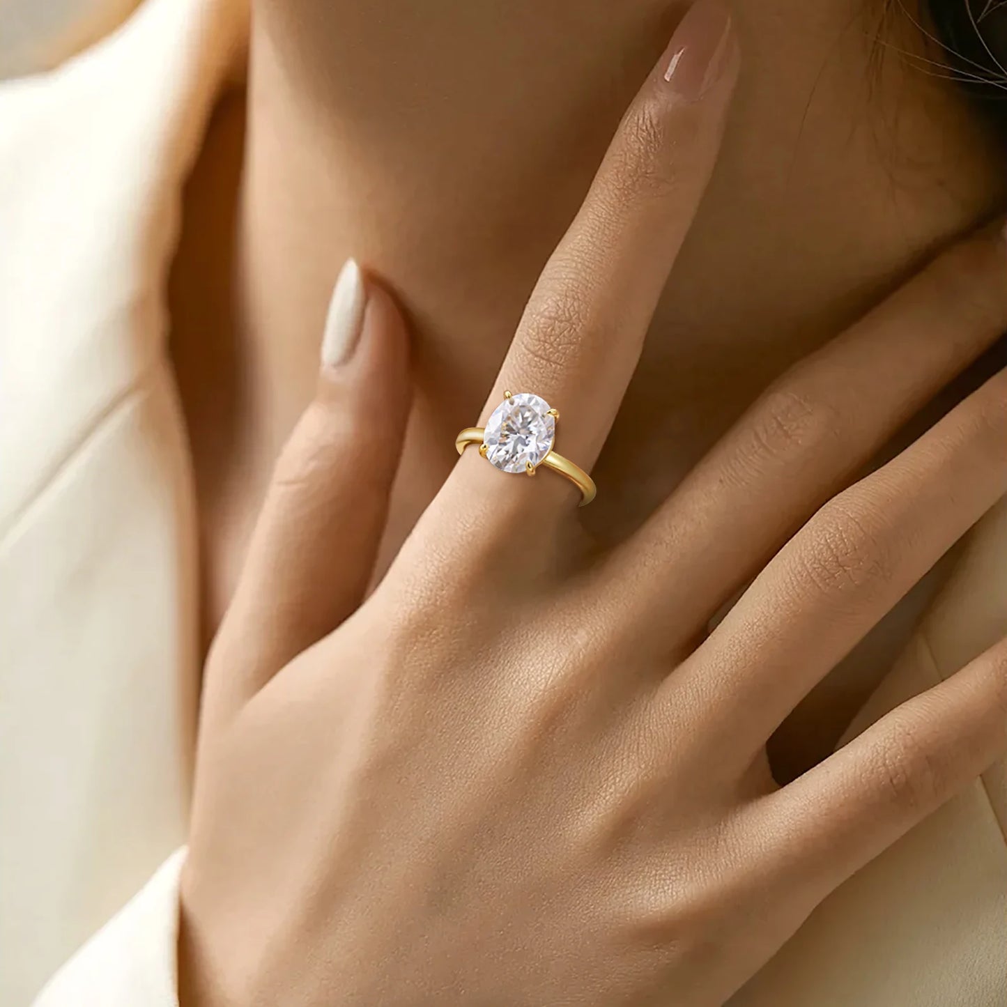 GRA Certified 1.5-3ct Oval Moissanite Diamond Rings Women S925 Sterling Silver Engagement Wedding Anniversary Ring Jewelry Gifts