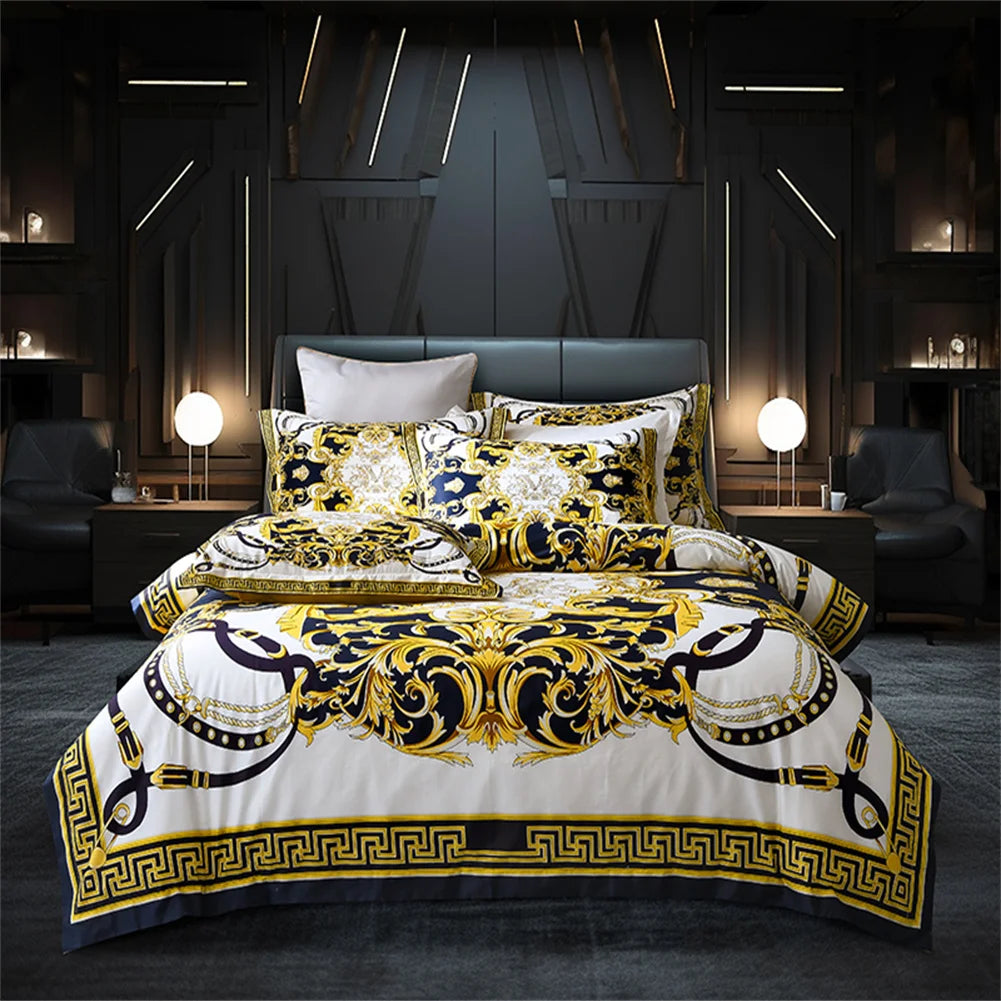 Svetanya 1200TC Golden Egyptian Cotton Bedding Set King Queen Size Sheet Duvet Cover Pillowcase  Linens （custom-made Size）