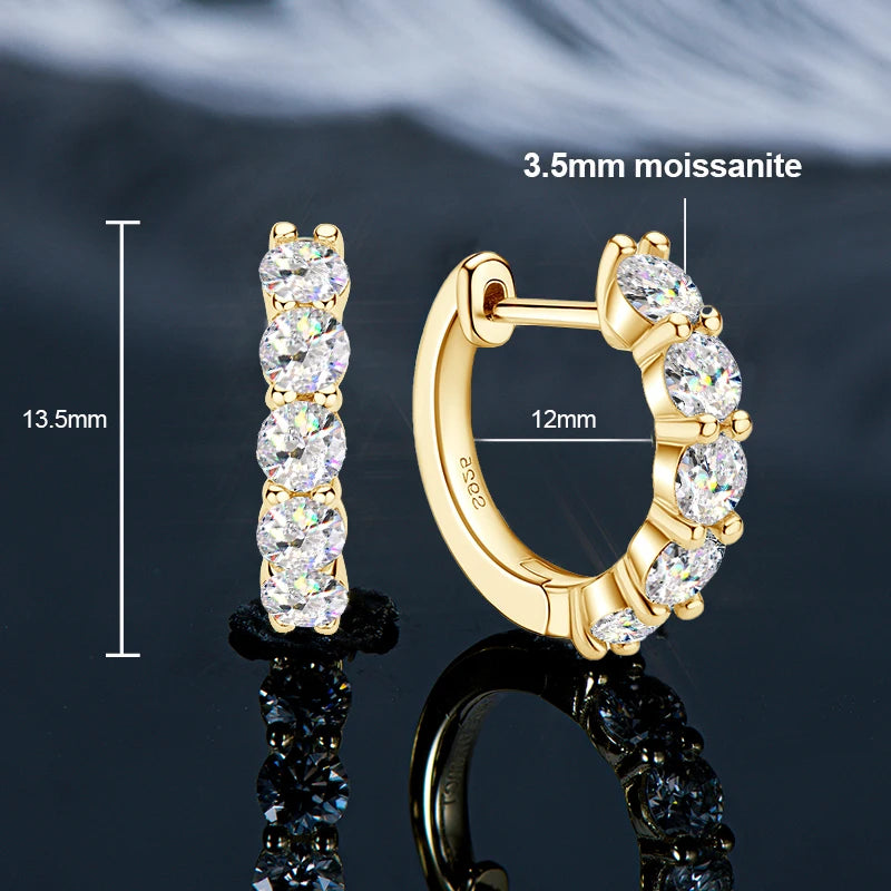 IOGOU Classic Earrings 925 Silver 4mm 3.5mm 2.5mm 3mm Moissanite Diamond Hoop Earrings for Women Wedding Engagement Party Jewel