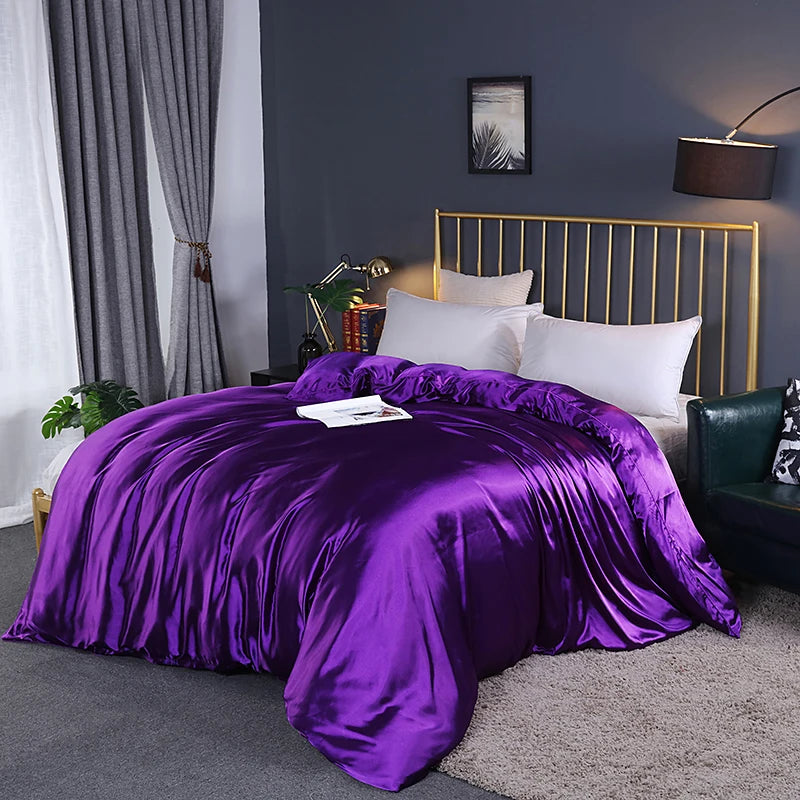 Luxury High Quality  Satin Duvet Cover Rayon Quilt Cover High Density Fabric Duvet Cover  Supple High waterfall
