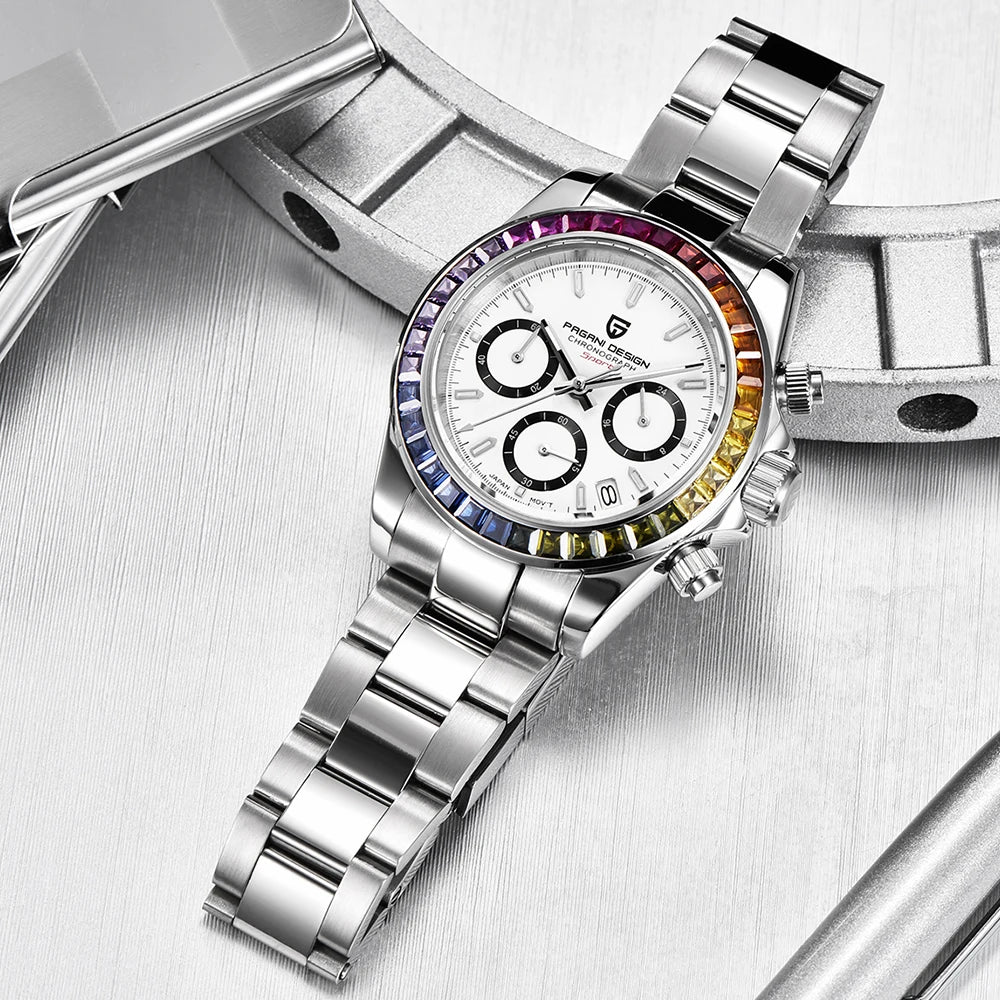 2025 New PAGANI DESIGN Rainbow Circle PD1644 Luxury Quartz Watch For Men Automatic Wristwatches Men Sport Waterproof Chronograph