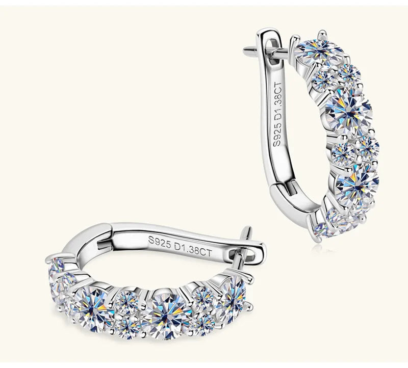 Women's Luxury Full Moisanite Diamond Hoop Earrings 4mm&2mm D Color VVS1 2.76cttw 100% 925 Sterling Silver Hoops Earrings