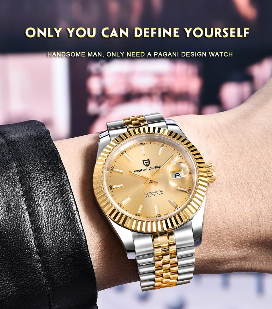 PAGANI DESIGN Neue V2 Herren-Mechanikuhr – Luxus-Uhr der Topmarke – Vollautomatisch – Wasserdicht bis 100 m – Edelstahl
