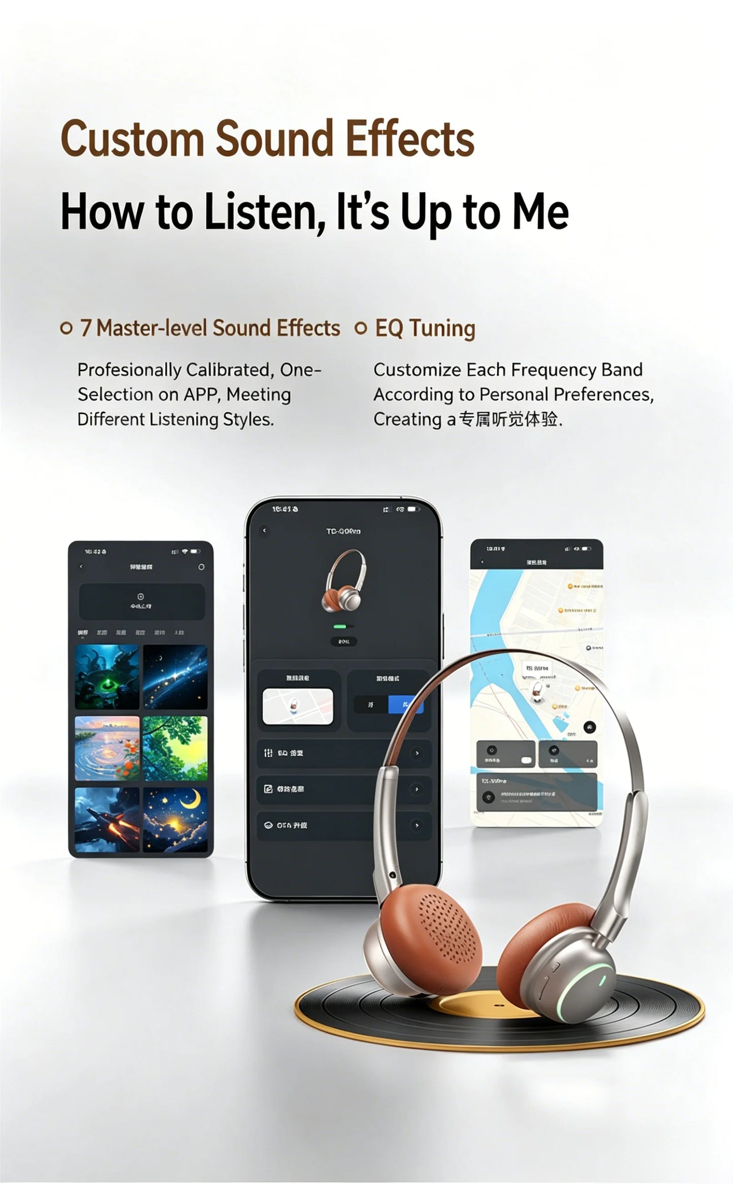 High-Quality Wireless Bluetooth-compatible Headphones, Smart Noise Cancelling, Universal Music Earbuds, V6.0 Headset Earphones