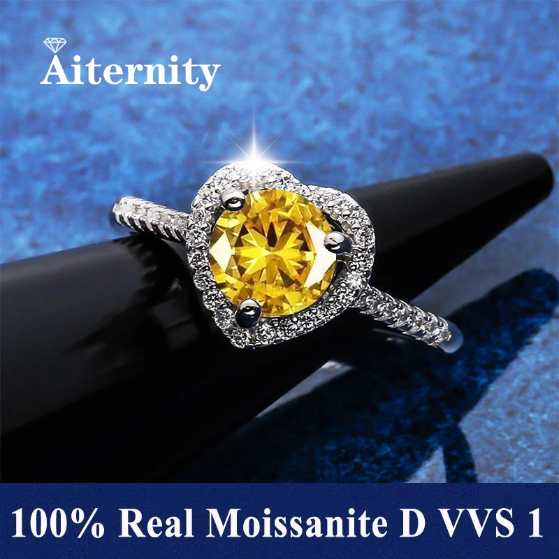 100% Real Moissanite Ring Adjustable Size S925 Sliver D VVS1 Pass Diamond Test Pen GRA Certificate 18K Plating Rings for Women