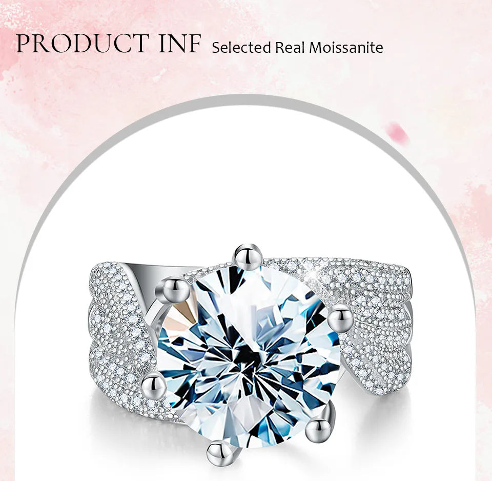 TBCYD 5CT D Color Moissanite Diamond Solitaire Ring For Women 925 Sterling Silver Plated 18k Luxury Wedding Band Party Jewelry
