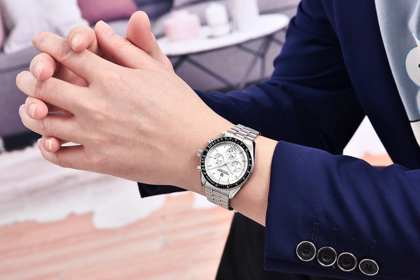 PAGANI DESIGN 2025 New Moon Men's Watches Luxury Quartz Watch Man Chronograph VK63 Men Gifts AR Sapphire Mirror Luminous Clock