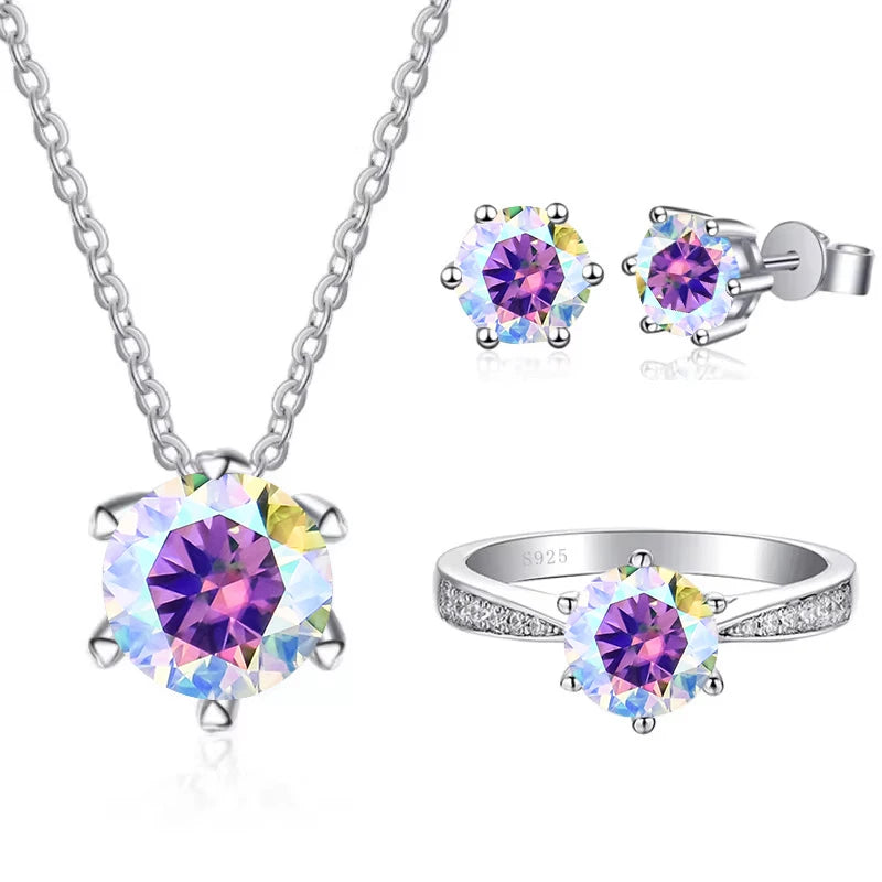 Earrings JoyceJelly Moissanite Jewelry Set With 1CT D Color VVS 3EX moissanite stone pass diamond test Wedding Luxury Fine Jewelry gift