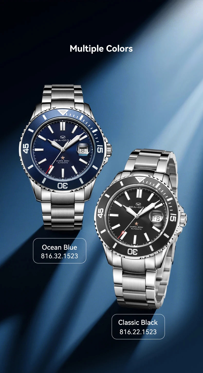 Seagull relogio masculino Men Watch 200m Diving Business Waterproof Fashion Automatic Mechanical Watch Ocean Series 816.32.1523