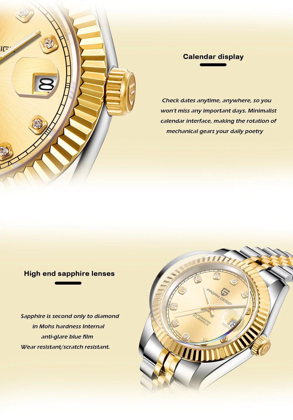 PAGANI DESIGN Top Brand New Automatic Mechanical Watch 316L Stainless Steel 100M WaterproofBusiness Style Luxury watches for man