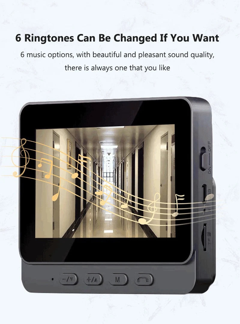 Video Doorbell IR Night Vision Doorbell Camera 1080P 4.3inch IPS Screen Eye Peephole Camera 2.4G for Villa Home Office Apartment