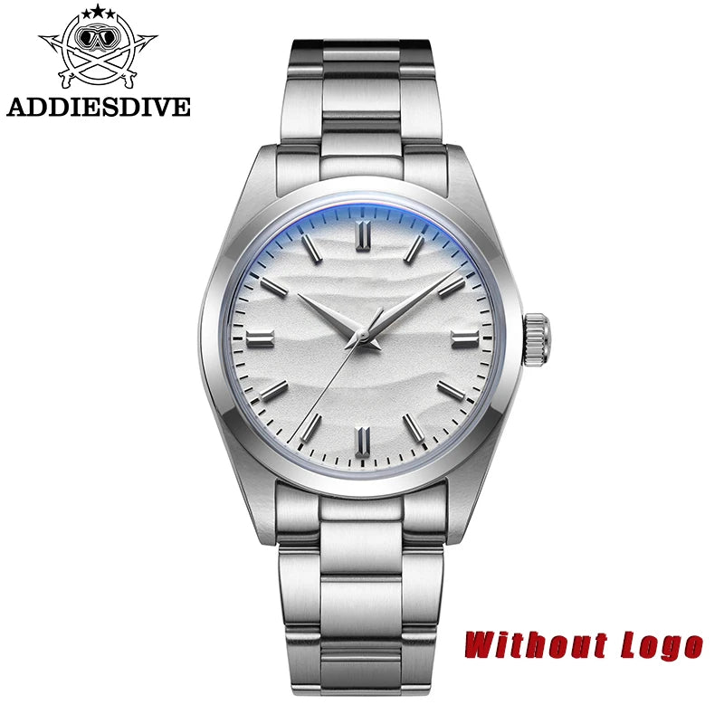 ADDIESDIVE Men's Watch Sand Dial 36mm Quartz Watch 100m Waterproof 316L Stainless Steel AR Coated Dome Glass WristWatch for Men