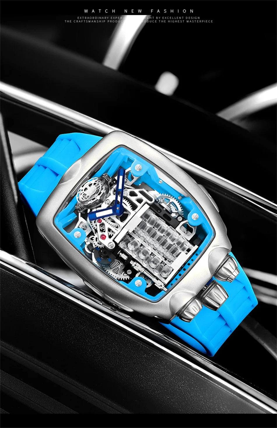 PINDU DESIGN Mens Watches Top Brand Luxury Automatic Watch Engine 16 Cylinder Skeleton Men Mechanical Watch Japan NH05A Watch