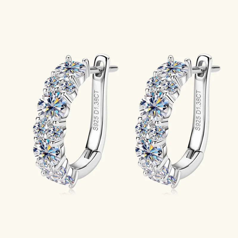 Women's Luxury Full Moisanite Diamond Hoop Earrings 4mm&2mm D Color VVS1 2.76cttw 100% 925 Sterling Silver Hoops Earrings