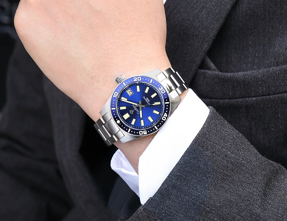 CADISEN New 38mm Diver Mens Watch Japan NH35A Automatic Mechanical Sapphire Glass Date Luminous 200M Waterproof Wrist watch Men