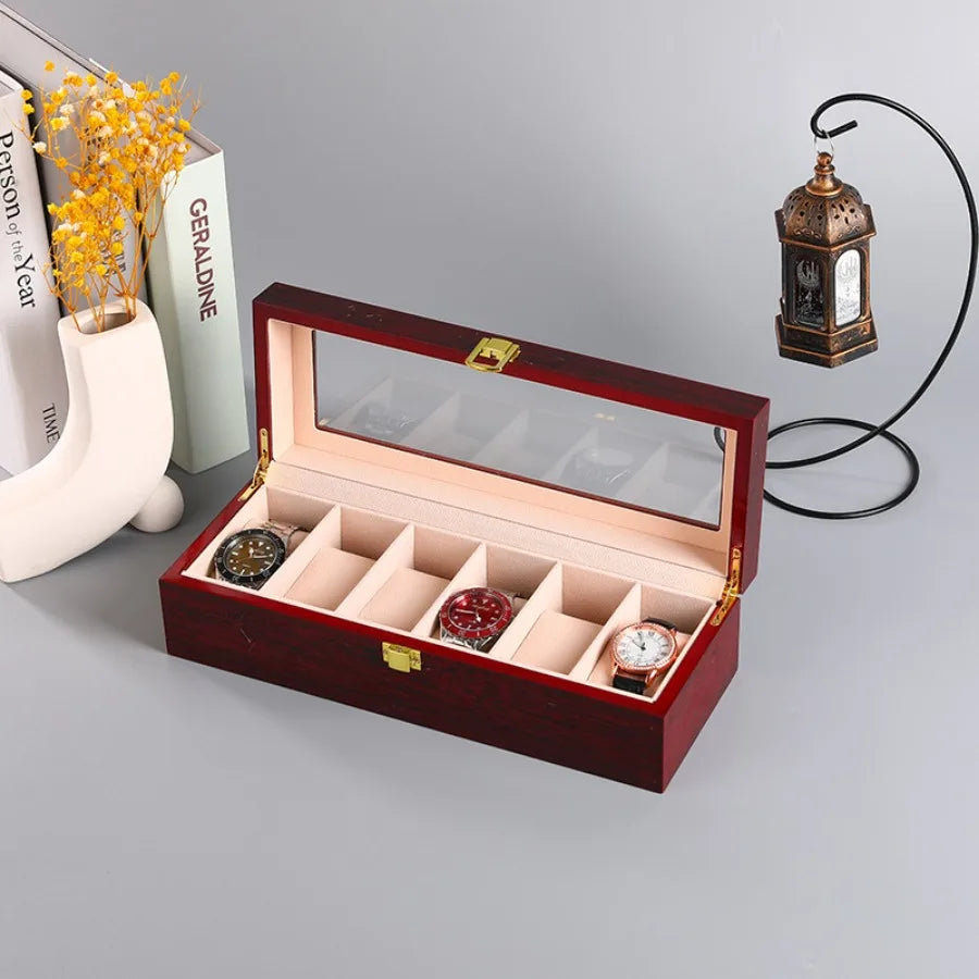 Wooden Watch Box 1/2/3/5/6/10/12 Slot Watch Gift Box Watch Storage Travel Case Organizer Men Jewellery Box Piano-bake-paint