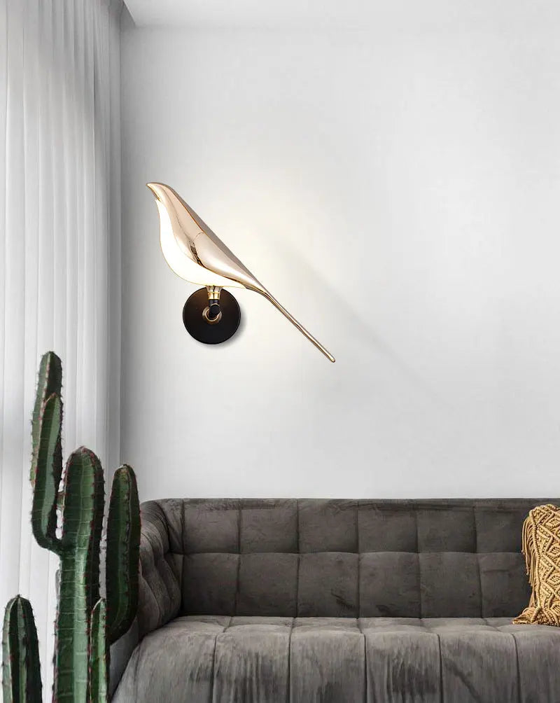 Creative Bird 360° Rotatable LED Wall Lamps Bedroom Bedside Indoor Golden Touch Switch LED Wall Lights Wall Sconce Home